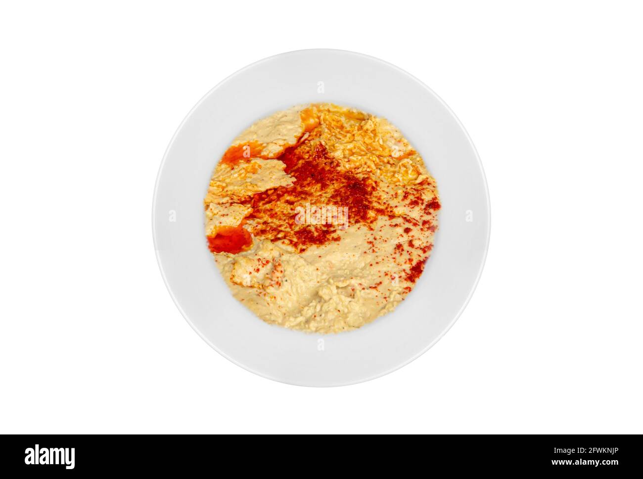 Piatti tradizionali di antipasti 'humus' su un piatto da cena. Vista dall'alto Foto Stock