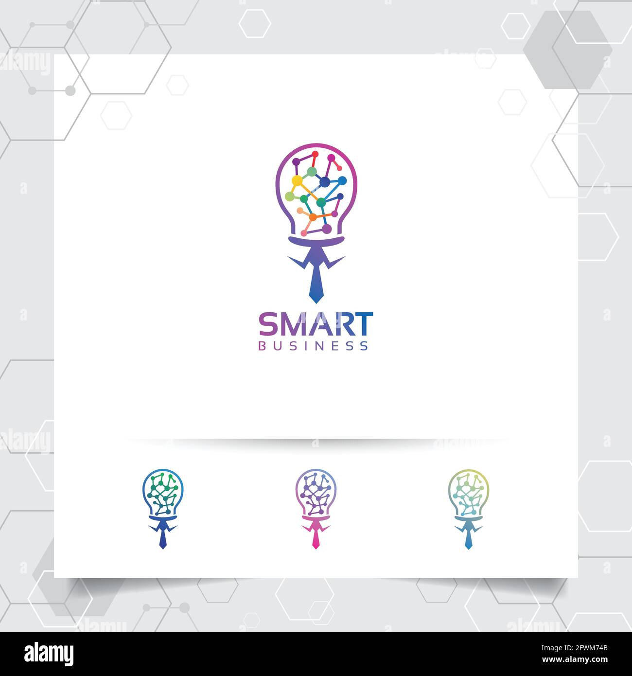 Design vettoriale con logo Smart idea con concetto di simbolo di lampadina e icona della lampada. Concetto di logo idea per agenzie, aziende, tecnologie e studi. Illustrazione Vettoriale