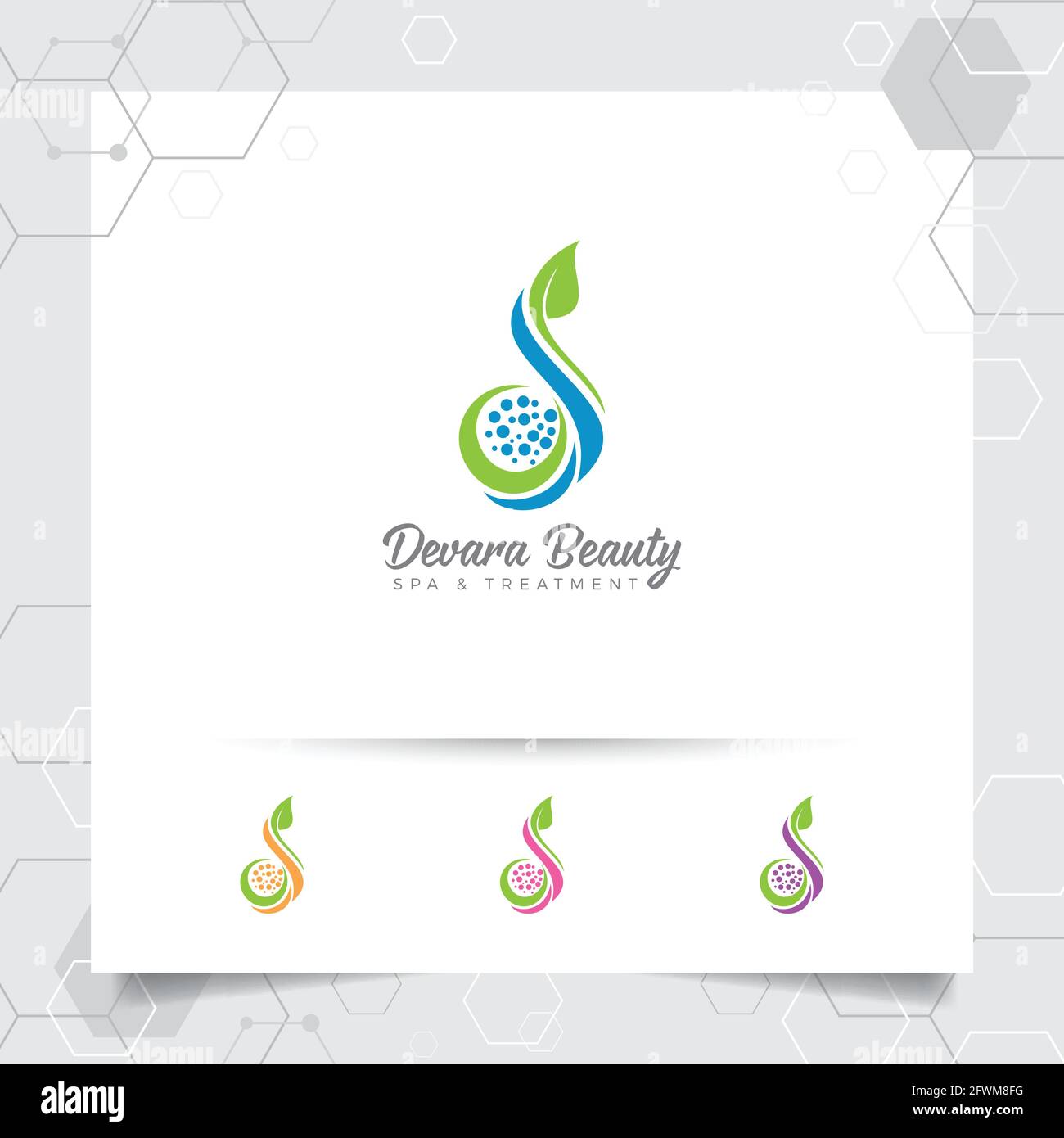 Spa beauty logo design vettoriale con concetto di natura verde. Logo spa e trattamento per salone di bellezza. Illustrazione Vettoriale