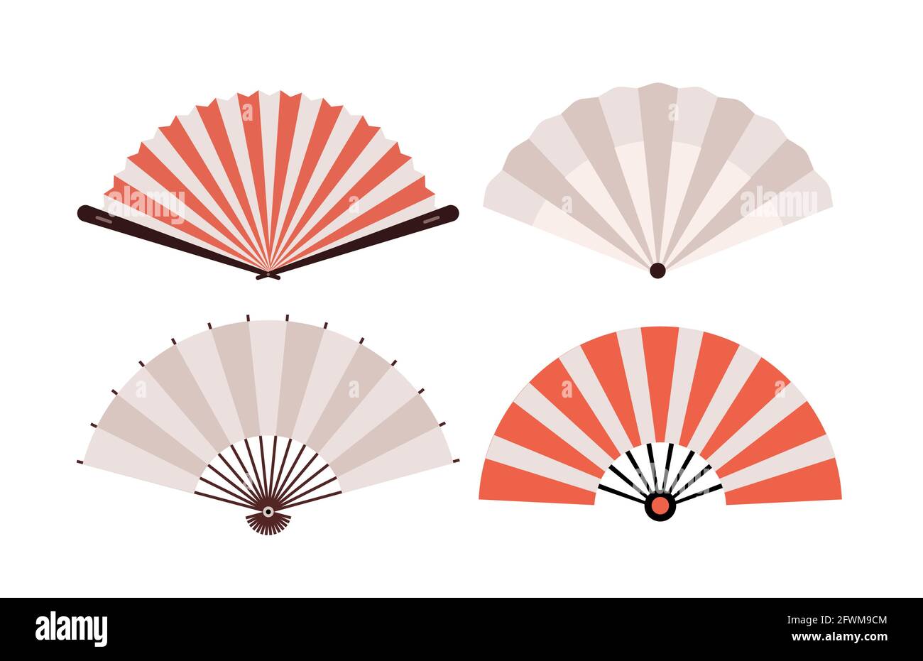 Icona della clitpart ripiegata cinese del ventilatore a mano. Il Giappone ha tenuto il vettore di fan handfan Illustrazione Vettoriale