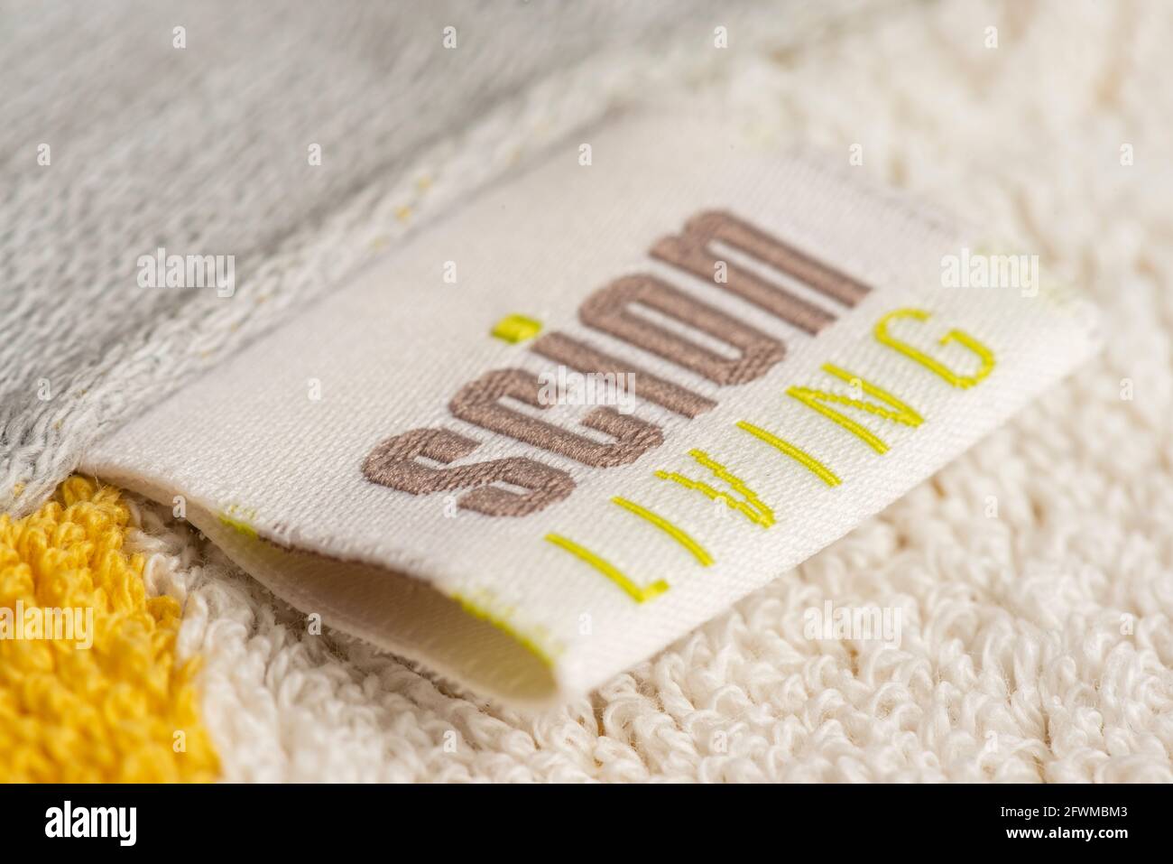 Vista ravvicinata dell'etichetta Scion Living Cloth Foto Stock