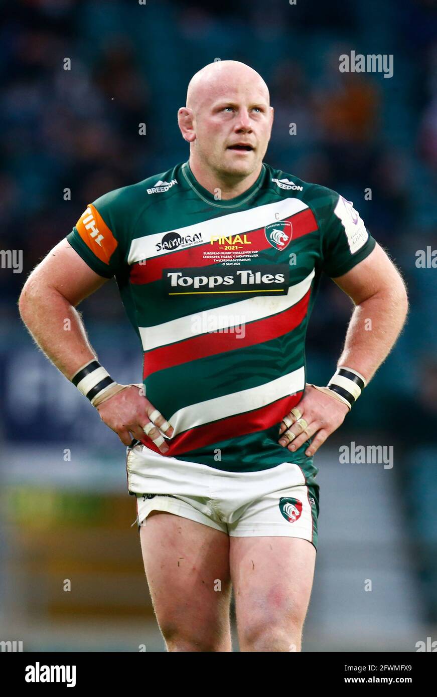TWICKENHAM ENGLAND - MAGGIO 21: Dan Cole di Leicester Tigers durante la sfida finale della Coppa tra Leicester Tigers e Montpellier, a Twickenham St Foto Stock