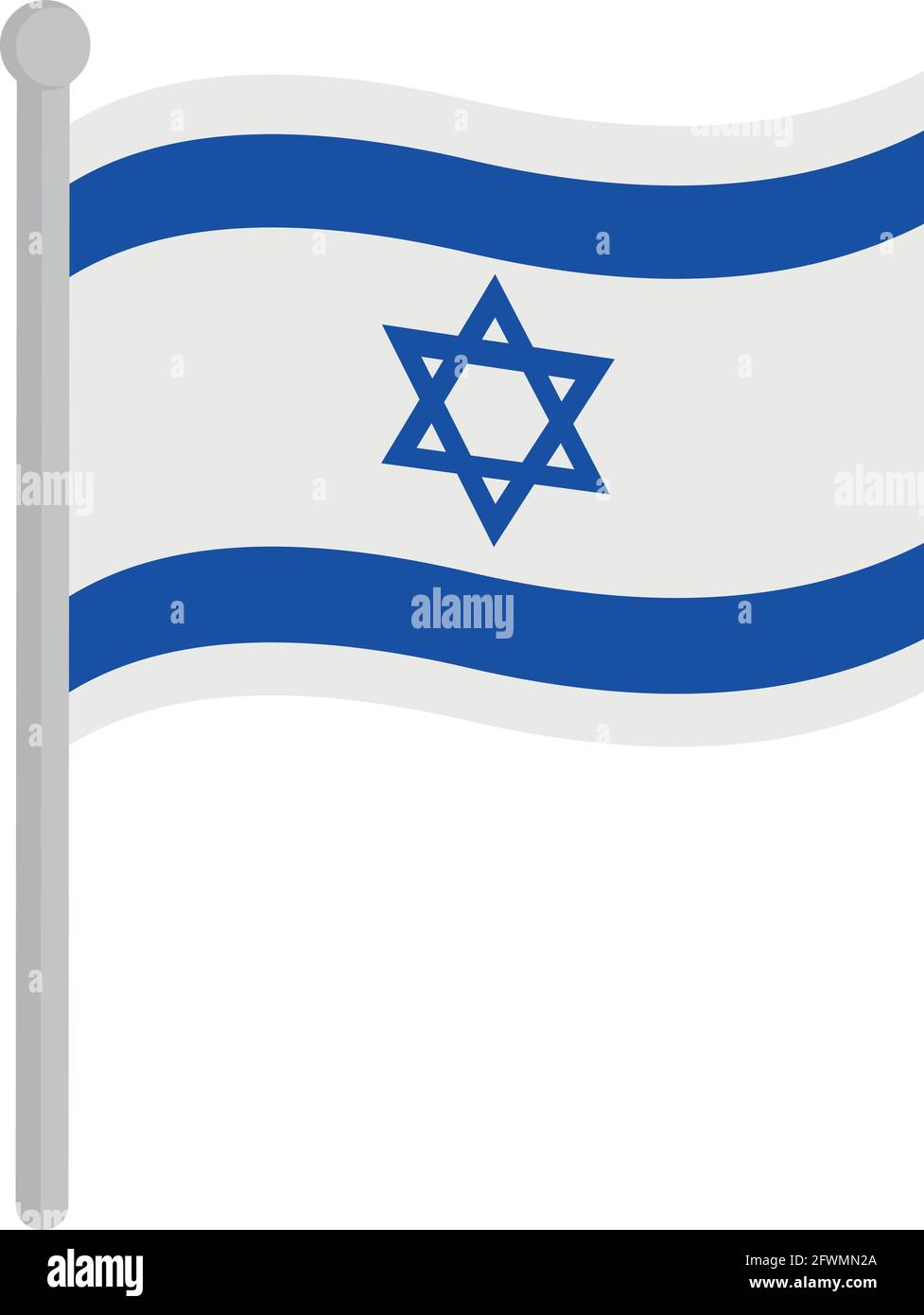 Immagine vettoriale della bandiera di Israele su un palo Illustrazione Vettoriale