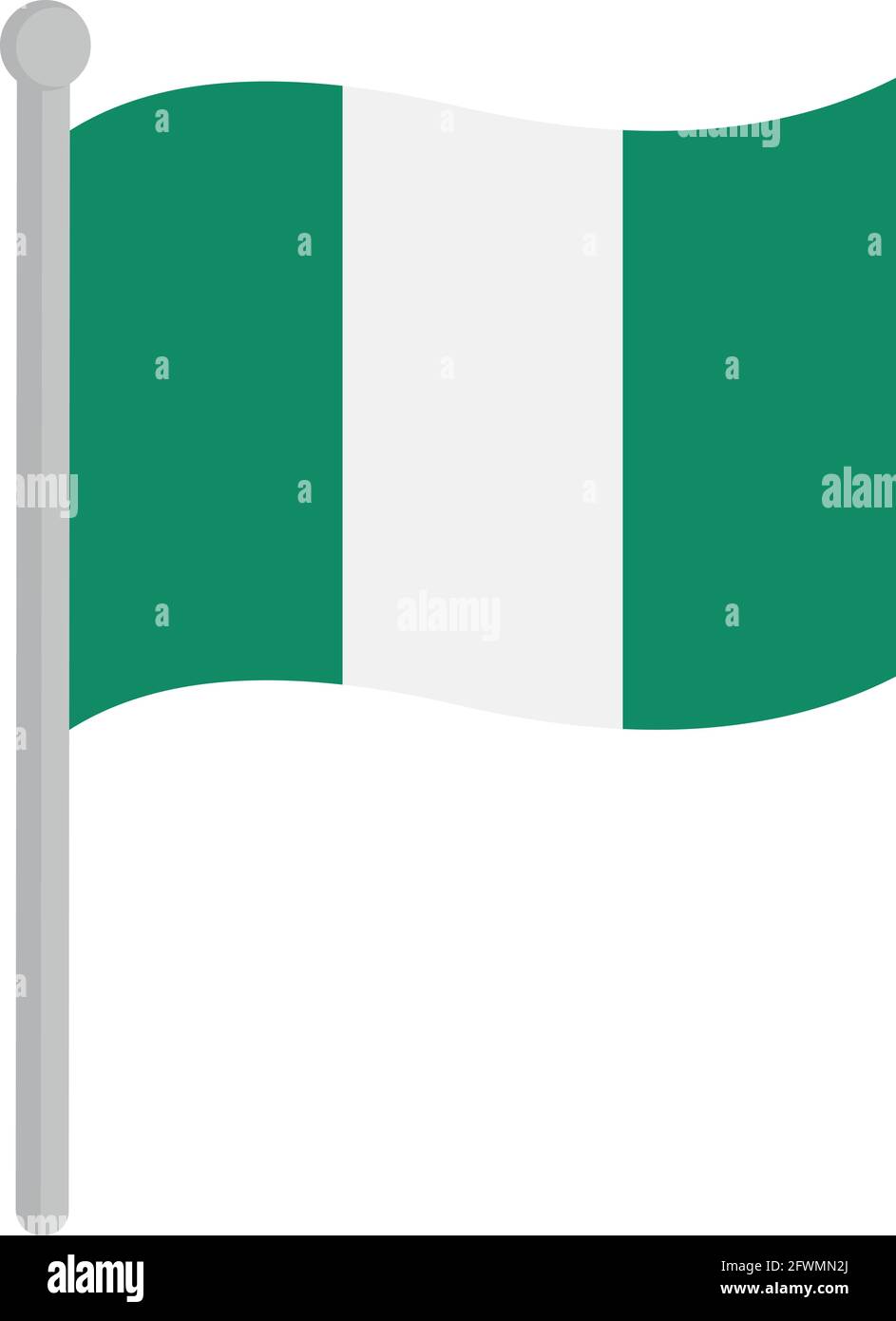 Vector Illustrazione della bandiera della Nigeria su un flagpole Illustrazione Vettoriale