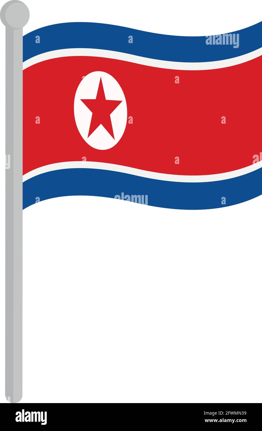 Illustrazione vettoriale della bandiera della corea del Nord su a. palo Illustrazione Vettoriale