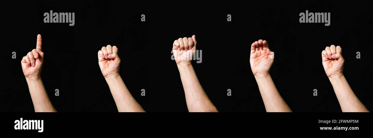 Parola Pace scritta con linguaggio gesturing internazionale segno Foto Stock