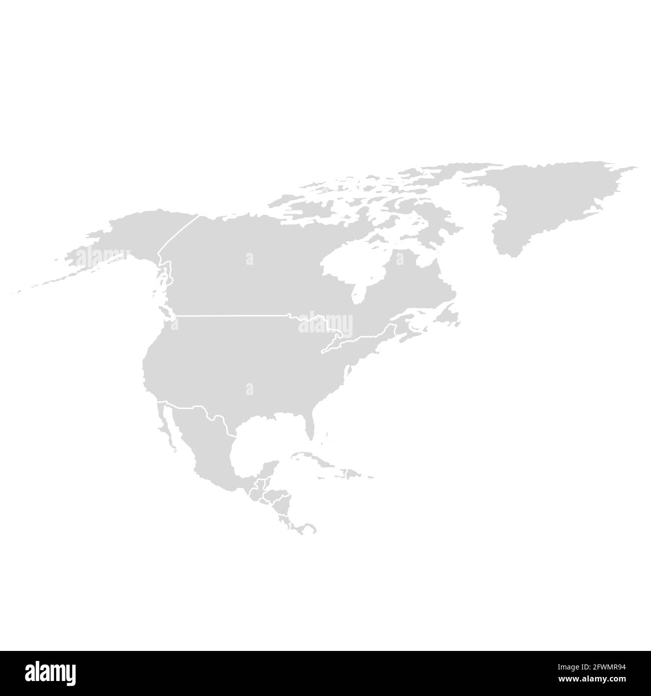Mappa vettoriale Nord America. USA canada messico icona mappa del mondo, continente americano Illustrazione Vettoriale
