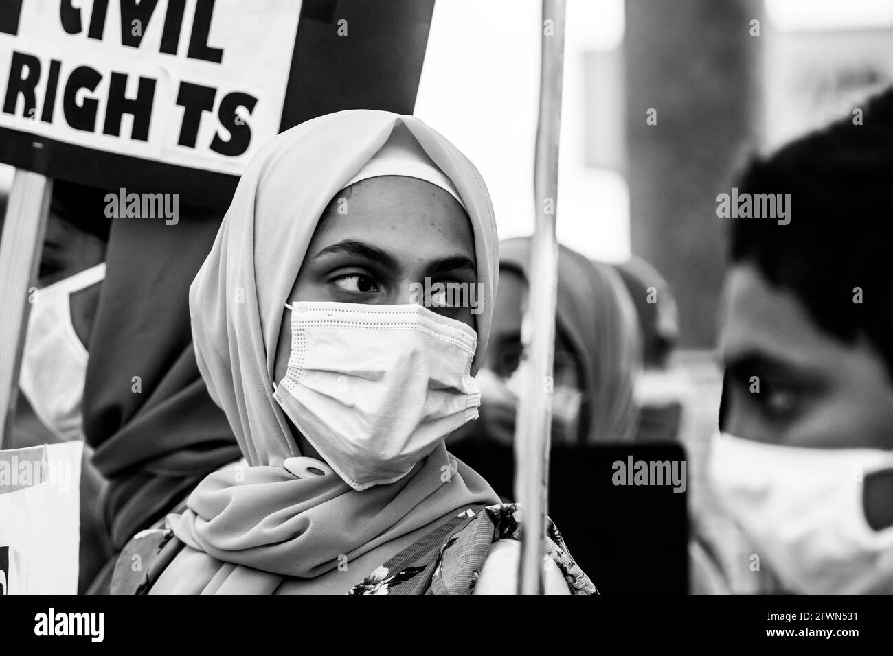 Libera dimostrazione della Palestina a Omaha Nebraska USA tra i conflitti in corso Tra Israele e Palestina Foto Stock