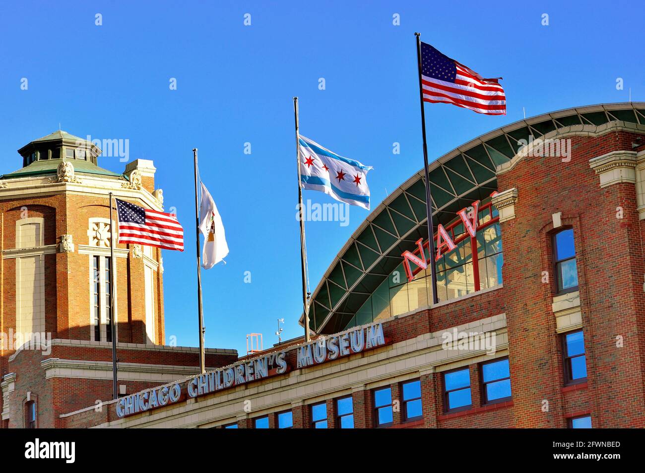 Chicago, Illinois, Stati Uniti. Il Chicago Children's Museum all'estremità ovest del Navy Pier. Foto Stock