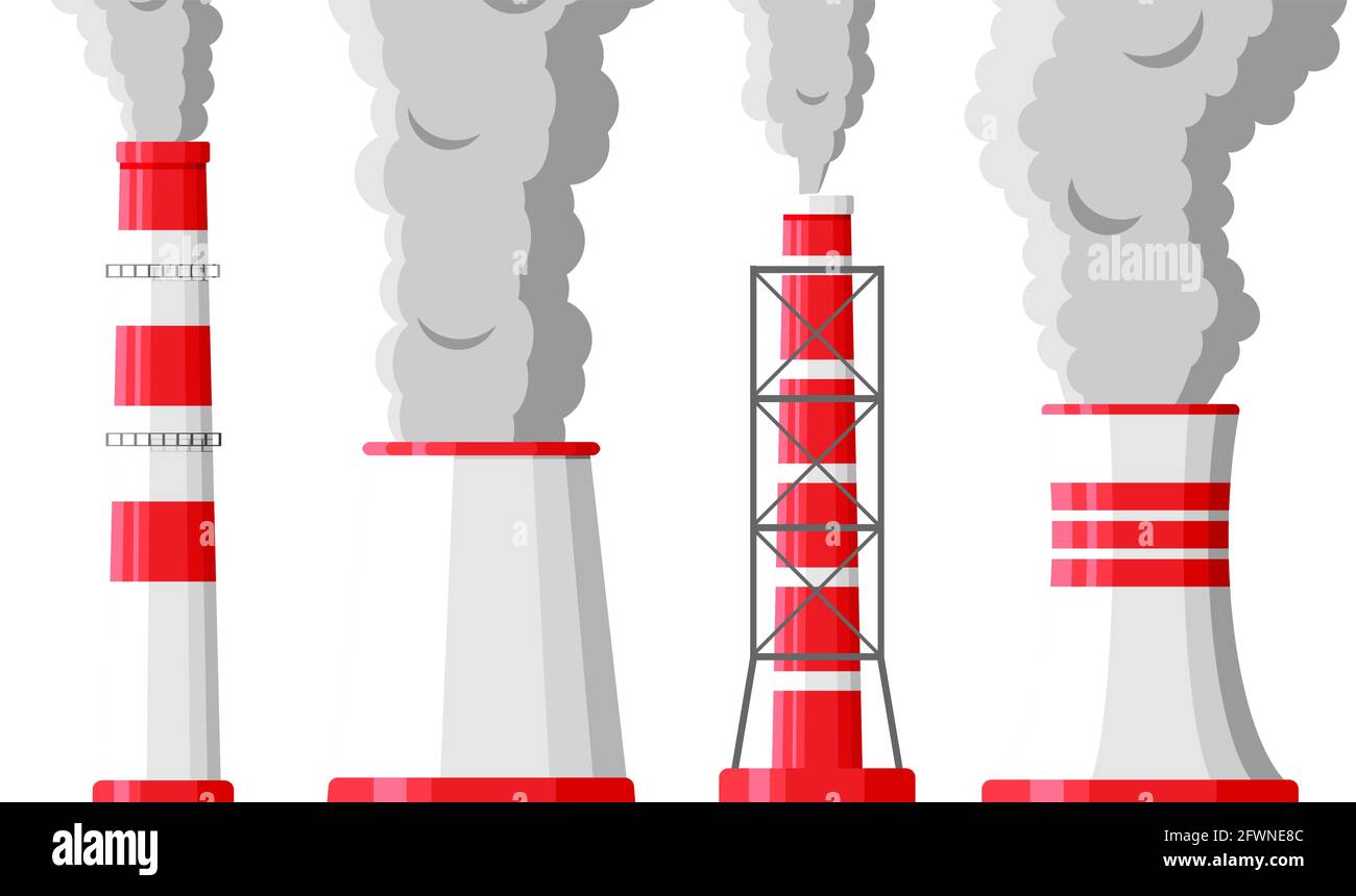 Fumando pipe fabbrica contro sfondo bianco. Illustrazione Vettoriale