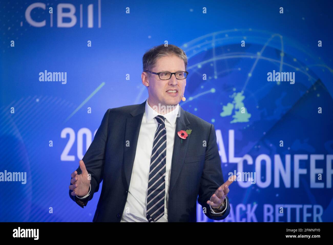 File photo datato 04/11/20 del direttore generale Tony Danker della CBI. Il CBI ha avvertito che la mancata attuazione di cambiamenti coraggiosi comporterà un ritorno al "business as usual", con una produttività persistentemente bassa e una divisione sociale più accentuata che seguì la crisi finanziaria del 2008. Data di emissione: Lunedì 24 maggio 2021. Foto Stock