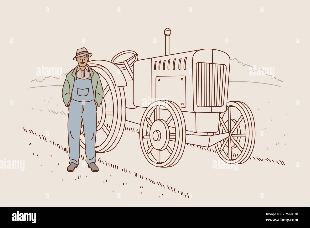 Raccolta e lavoro su concetto di azienda agricola Illustrazione Vettoriale