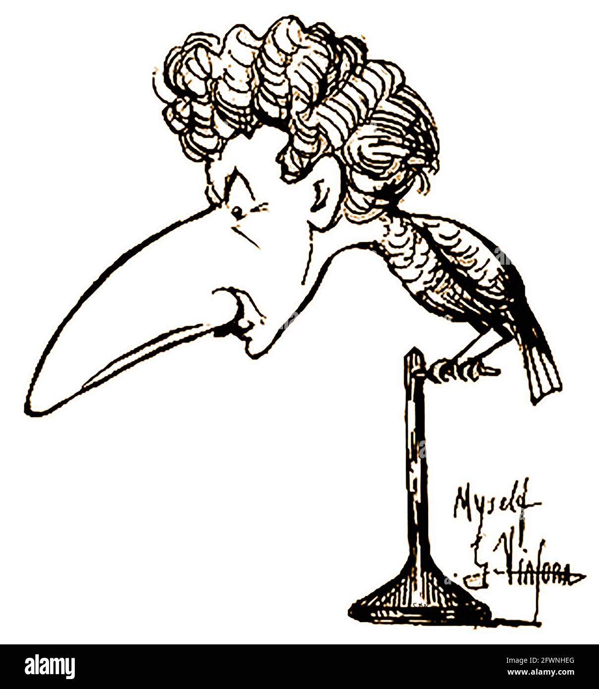 1919 un autoritratto di se stesso in forma cartoon caricature da un libro di personaggi famosi del tempo ARTISTA GIOVANNI VIATOR (USA) - Foto Stock