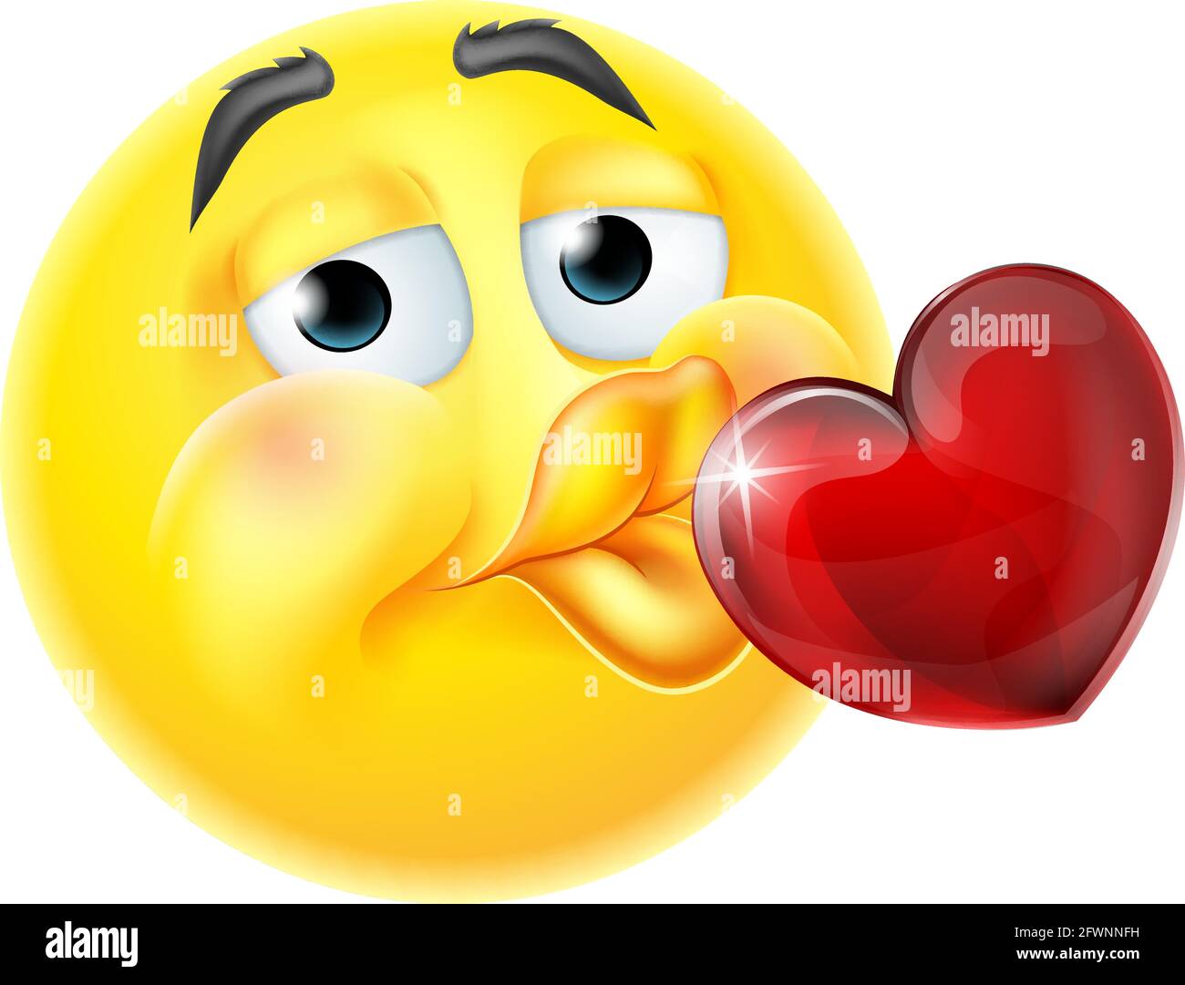Cuore baciante Cartoon Emoticon Emoji icona faccia Illustrazione Vettoriale