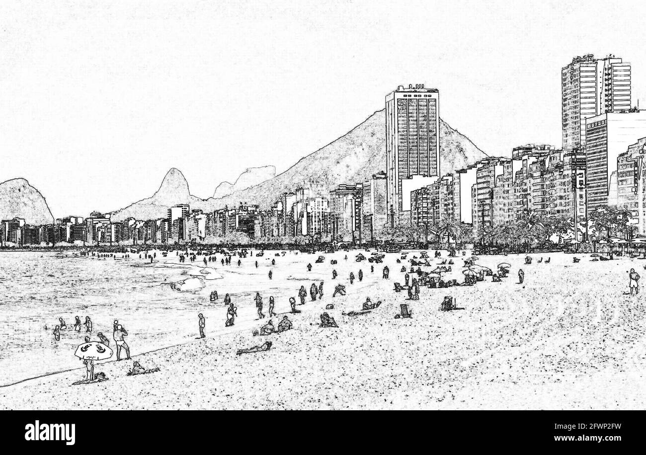 Sulla spiaggia di Copacabana, Rio de Janeiro, Brasile Foto Stock