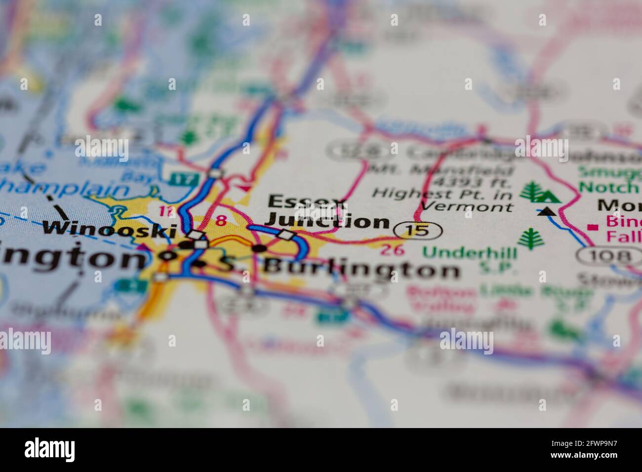 Essex Junction New Hampshire USA mostrato su una mappa geografica O Mappa stradale Foto Stock