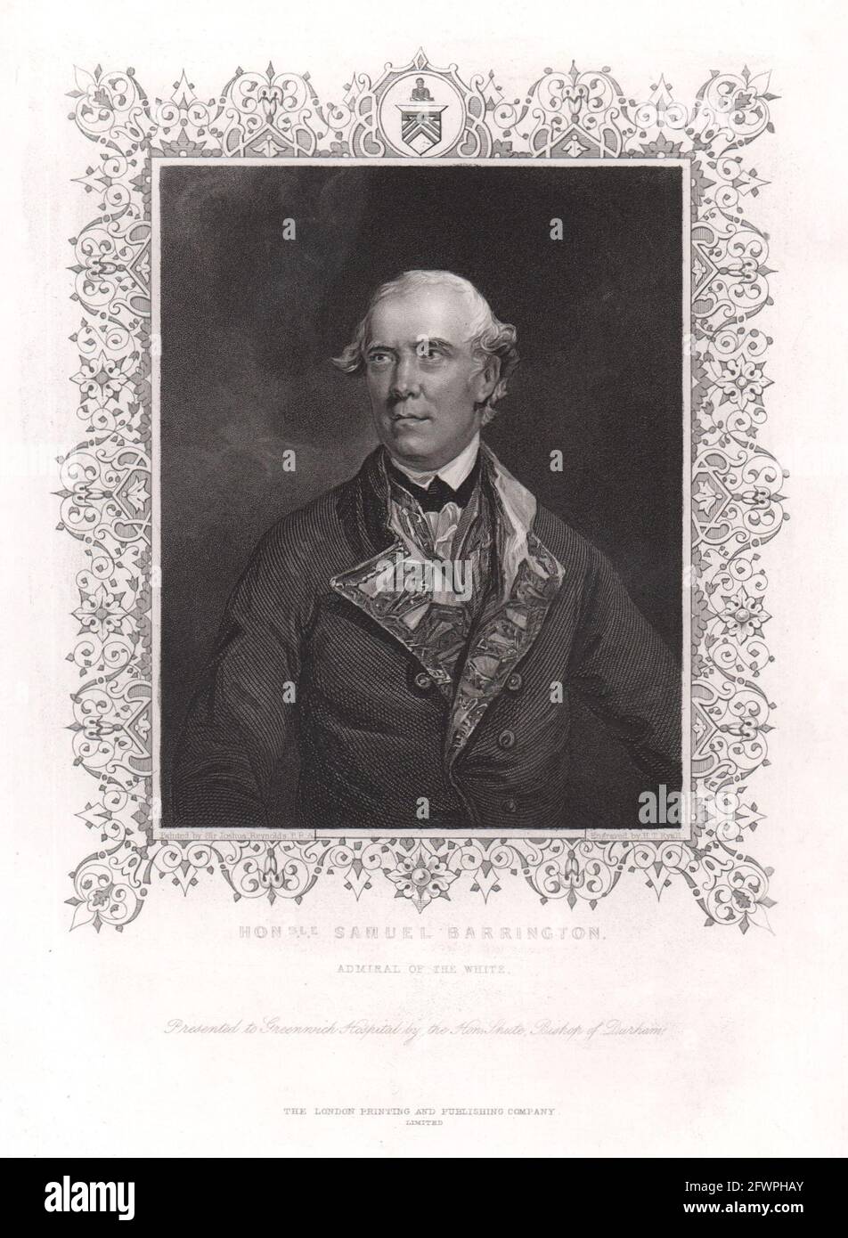 Ammiraglio Samuel Barrington. TALLIS c1855 vecchia stampa vintage foto Foto Stock