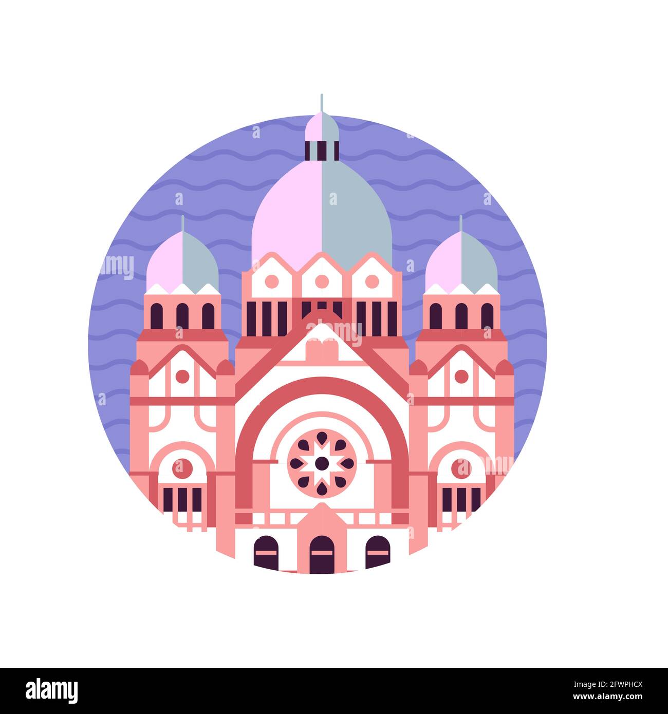 Icona della Sinagoga di Novi Sad in appartamento Illustrazione Vettoriale