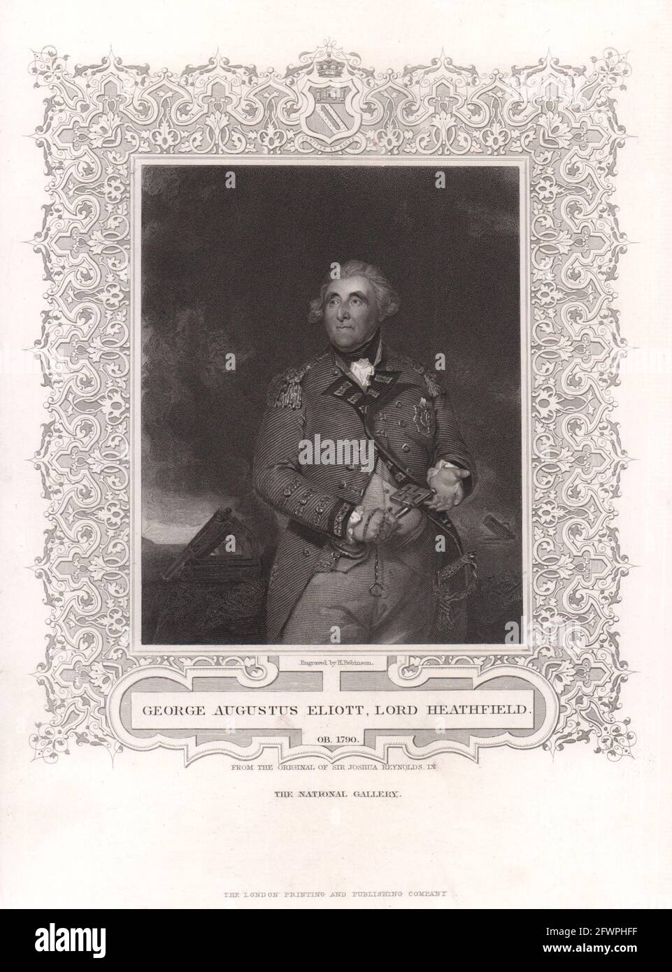 George Augustus Eliott, Lord Heathfield. Governatore di Gibilterra. TALLIS c1855 Foto Stock