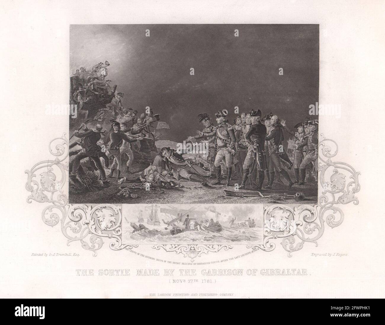 Gibilterra, la sortia di Garrison il 27 novembre 1781. Grande assedio. TALLIS c1855 Foto Stock