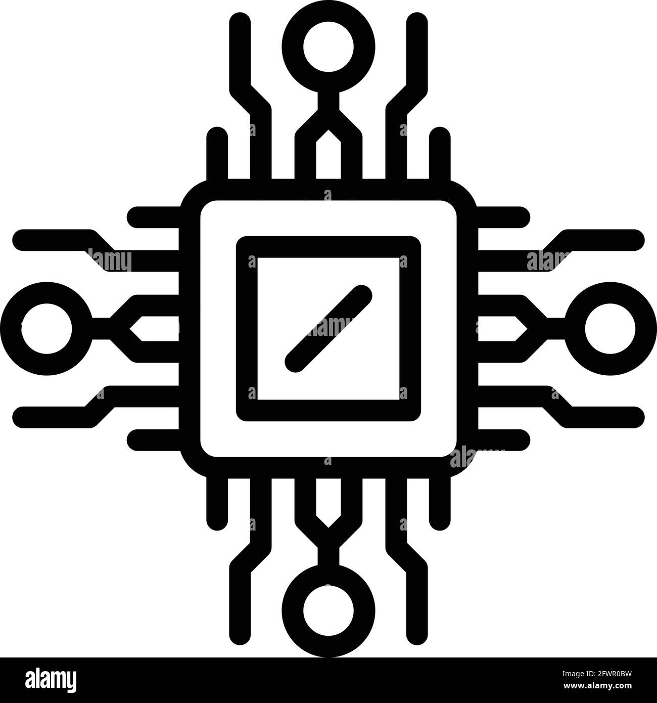 Icona del microchip del computer portatile. Profilo icona vettoriale microchip per laptop per web design isolato su sfondo bianco Illustrazione Vettoriale