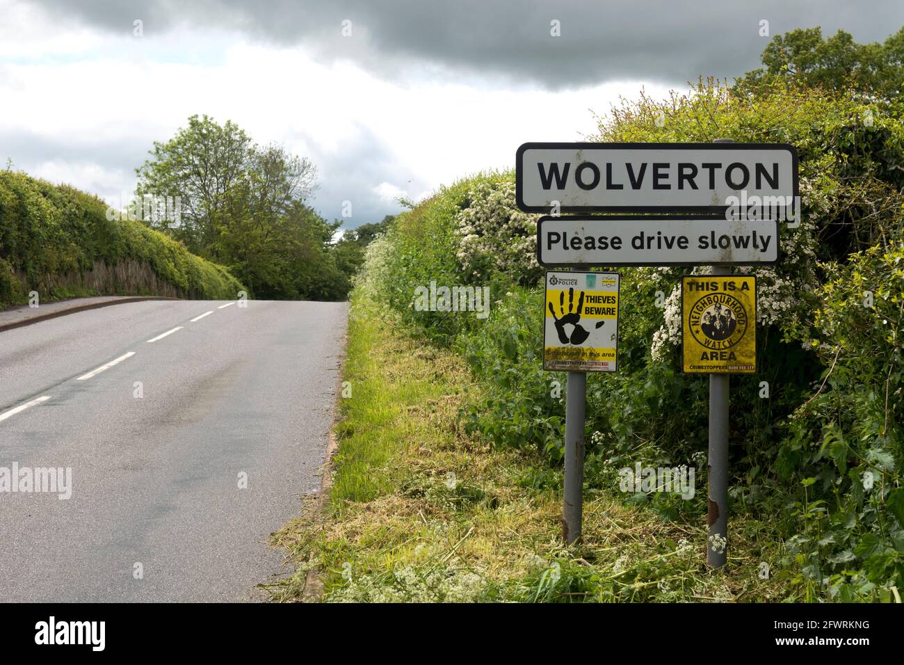 Wolverton Village Sign, Warwickshire, Inghilterra, Regno Unito Foto Stock