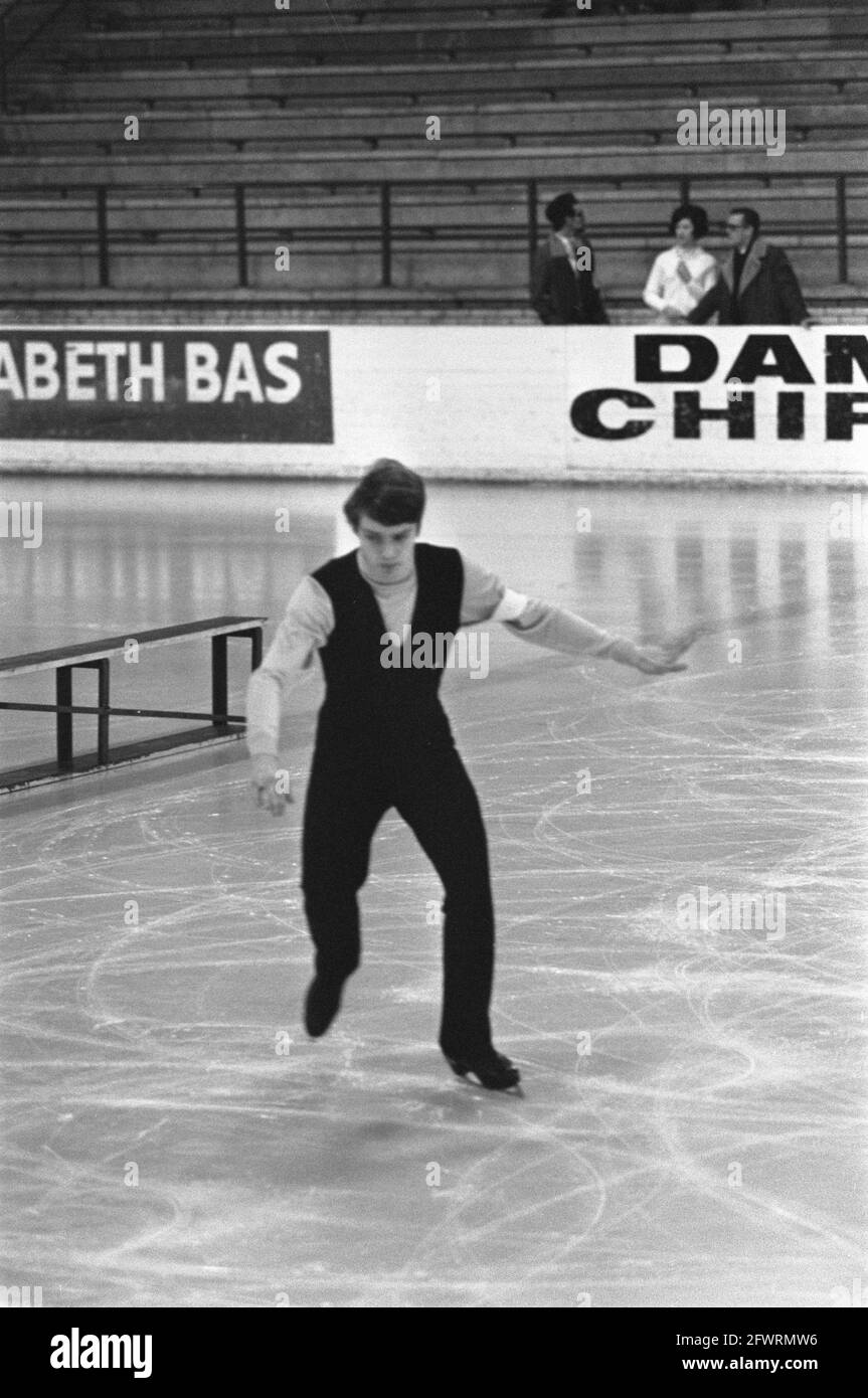 Campionato olandese di pattinaggio a figura a Heerenveen, 18 gennaio 1970, Campionati, pattinaggio a figura, I Paesi Bassi, foto agenzia stampa del XX secolo, notizie da ricordare, documentario, fotografia storica 1945-1990, storie visive, Storia umana del XX secolo, che cattura momenti nel tempo Foto Stock