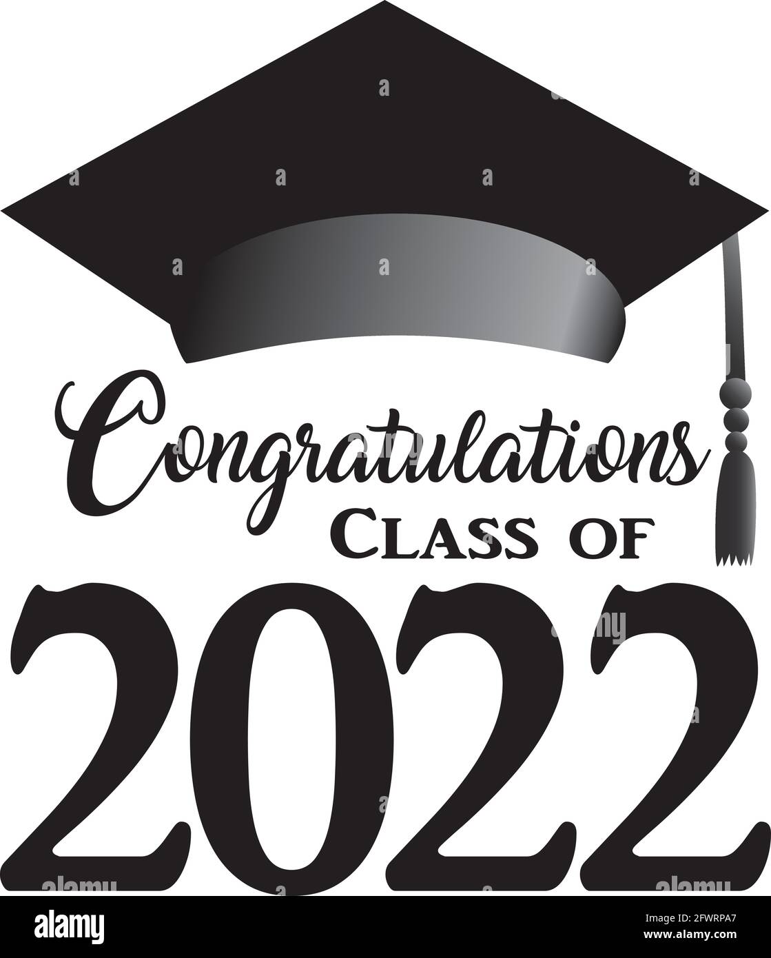 Classe di 2022 script in bianco e nero Illustrazione Vettoriale