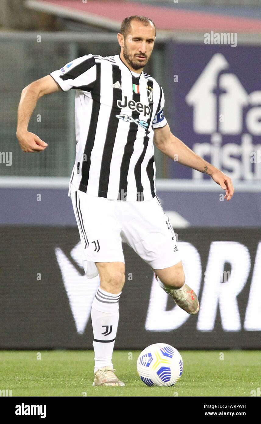 Bologna, Italia. 23 maggio 2021. Giorgio Chiellini (Juventus Football Club) durante la Serie Italiana una partita di calcio Bologna F.C. vs Juventus Football Club allo stadio Renato Dall'Ara di Bologna, 23 maggio 2021. PH. Stringer_bologna/LiveMedia Credit: Agenzia fotografica indipendente/Alamy Live News Foto Stock