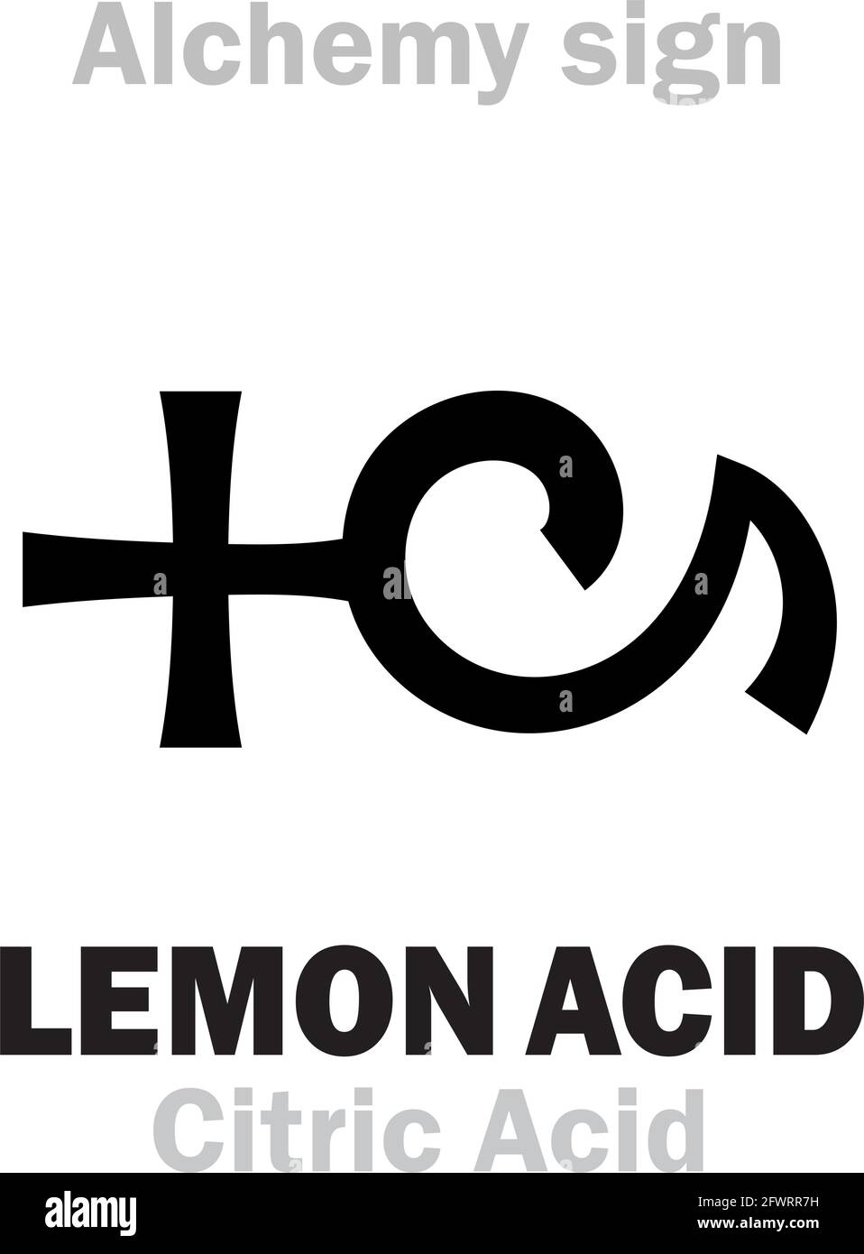 Alchimia Alfabeto: ACIDO DI LIMONE (Acidum citreorum), acido di agrumi  (limoni e lime). Acido citrico: Formula chimica=[C₆H₈O₇], [C₃H₅O(COO)₃]  Immagine e Vettoriale - Alamy