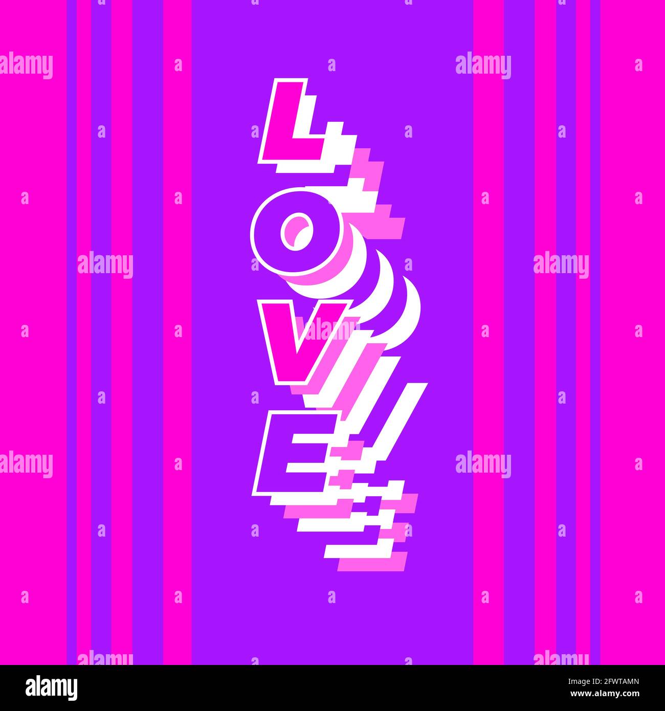 Illustrazione vettoriale del disegno creativo del poster del testo dell'amore. Copertina rosa viola modello decorativo. Illustrazione Vettoriale