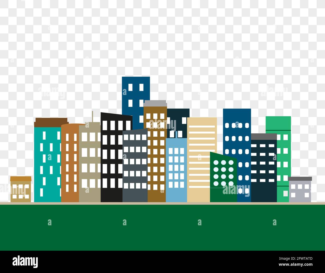 Illustrazione vettoriale. Appartamento con vista panoramica sulla città Illustrazione Vettoriale
