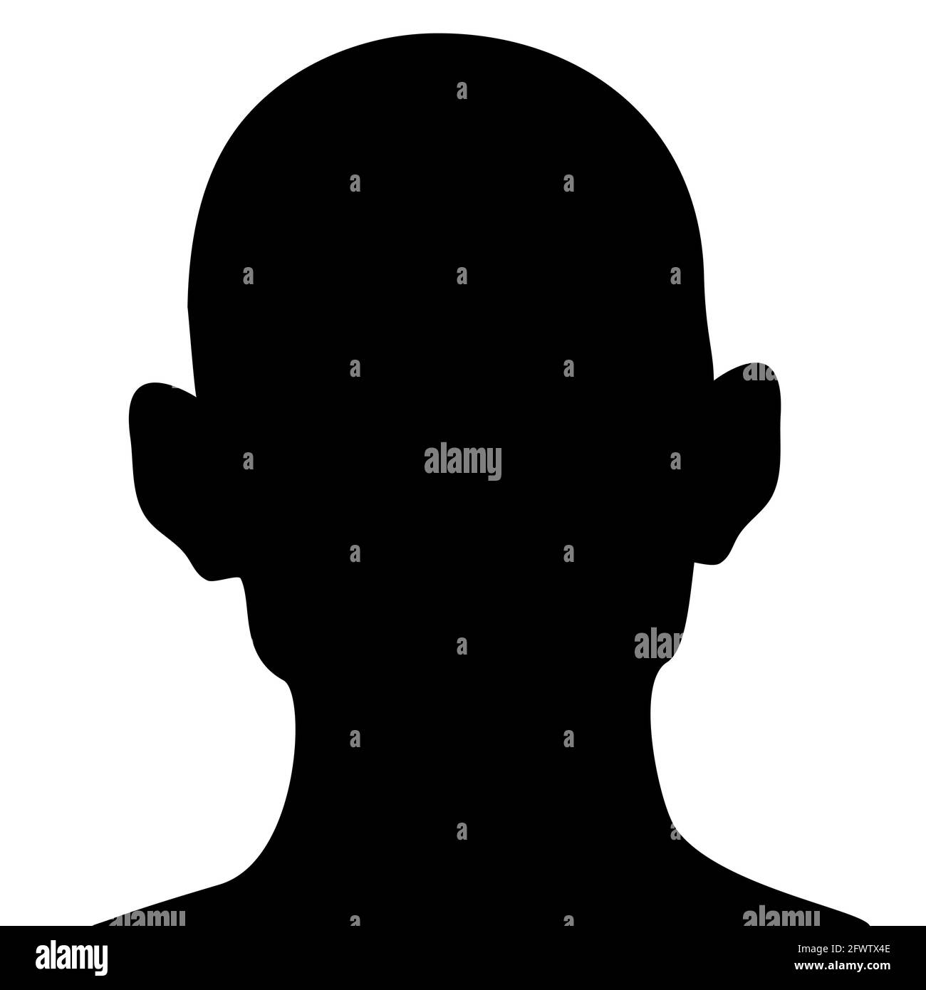 Silhouette della testa di un uomo rasato e calvo. Disegno su sfondo bianco. Illustrazione Vettoriale