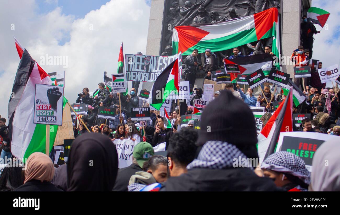 Londra, Regno Unito - Maggio 22nd 2021: Amici di al - Aqsa protesta a sostegno dei palestinesi. Foto Stock