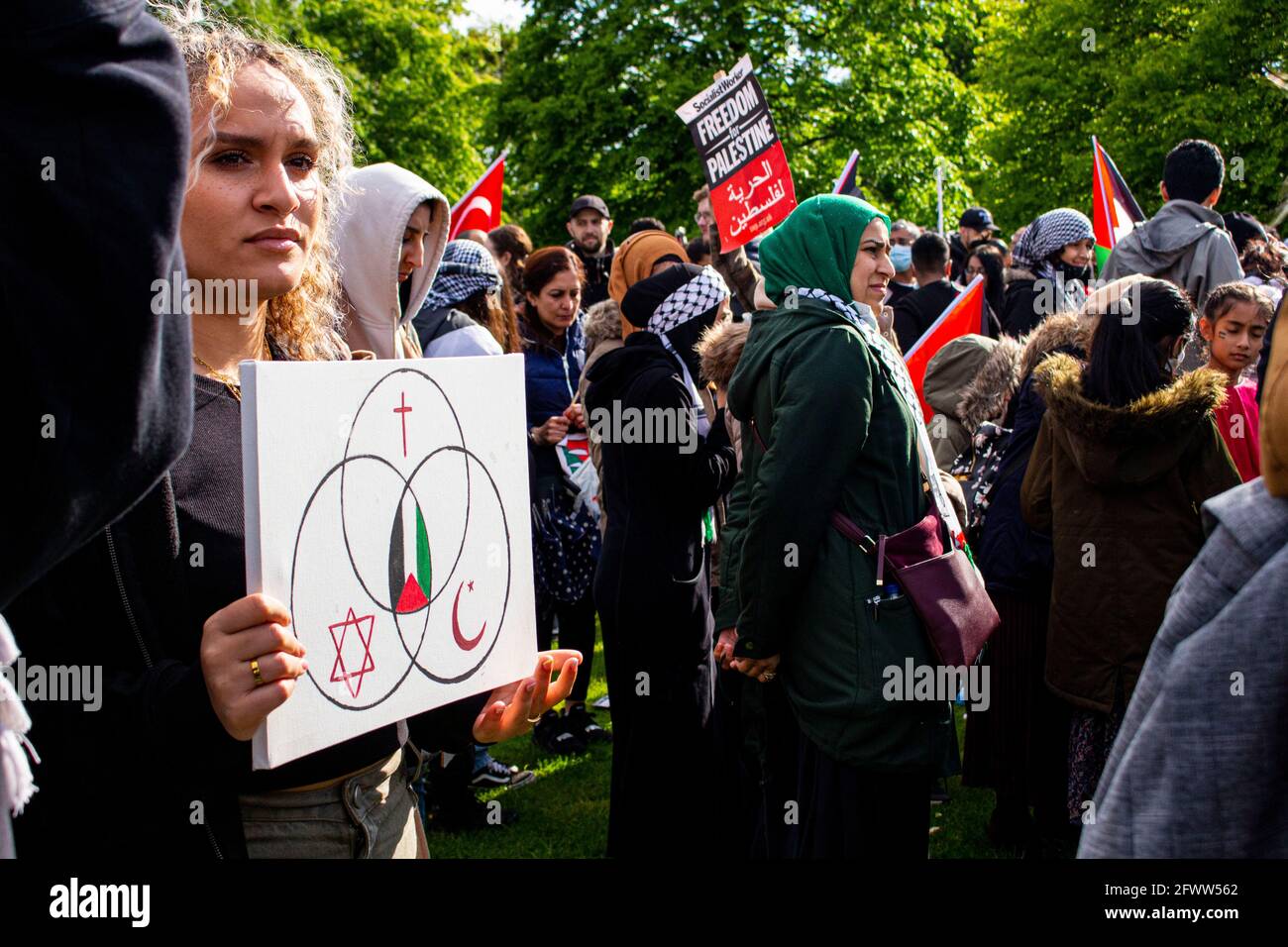 Londra, Regno Unito - Maggio 22nd 2021: Amici di al - Aqsa protesta a sostegno dei palestinesi. Foto Stock