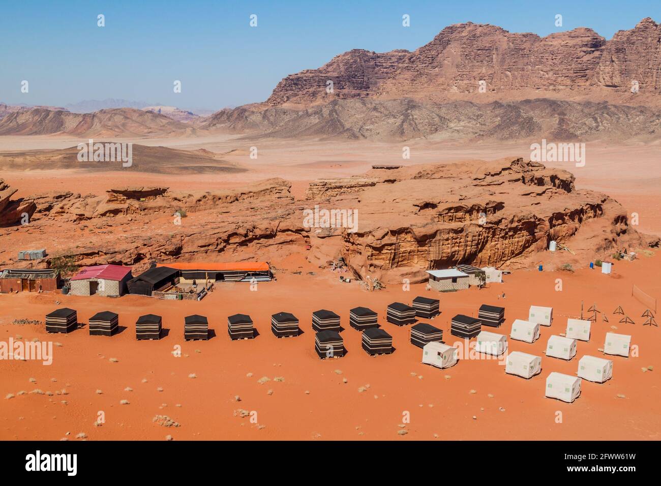 Accampamento beduino nel deserto di Wadi Rum, Giordania Foto Stock