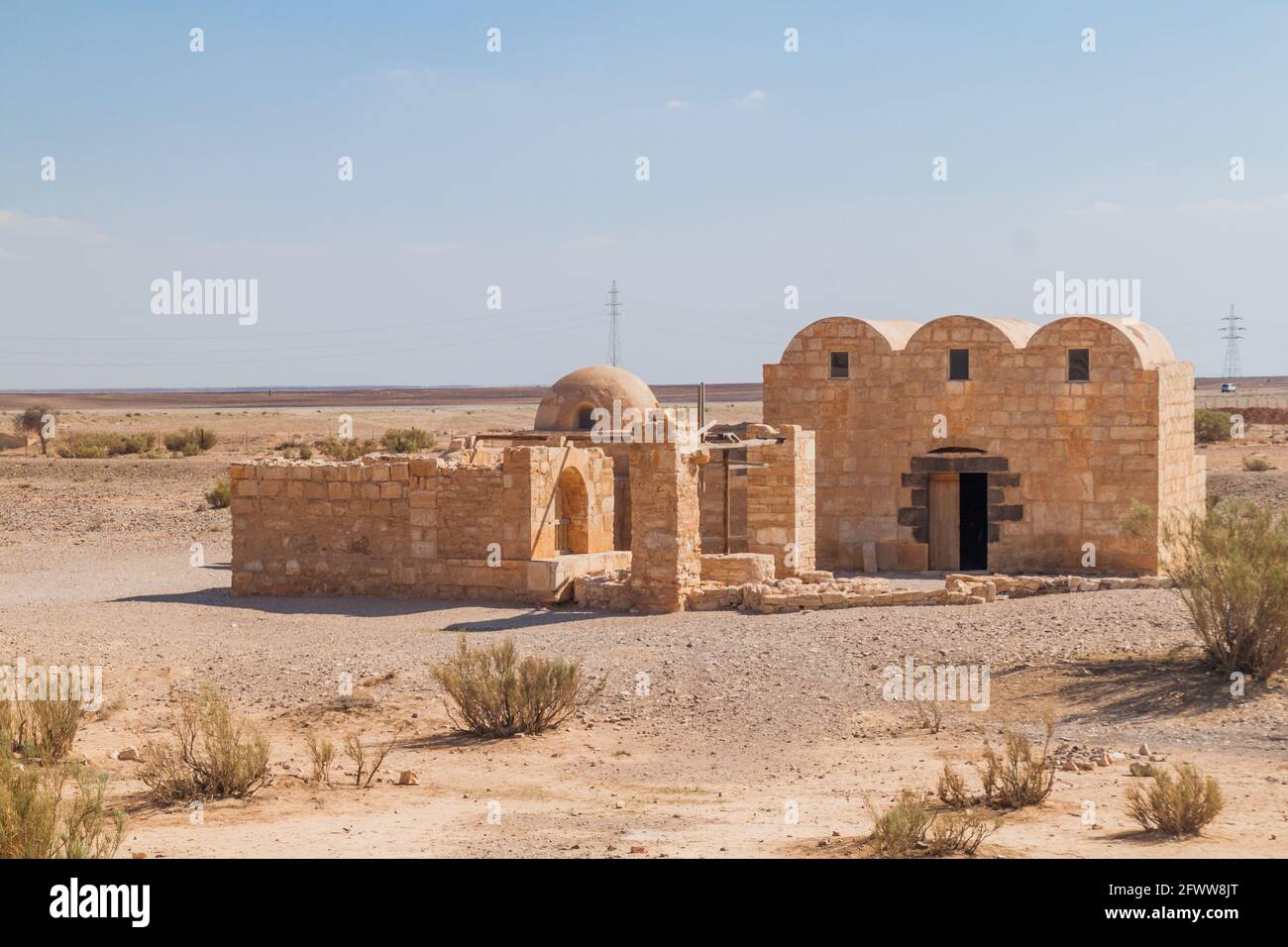 Qusayr Amra a volte Quseir Amra o Qasr Amra , uno dei castelli del deserto situato nella Giordania orientale Foto Stock