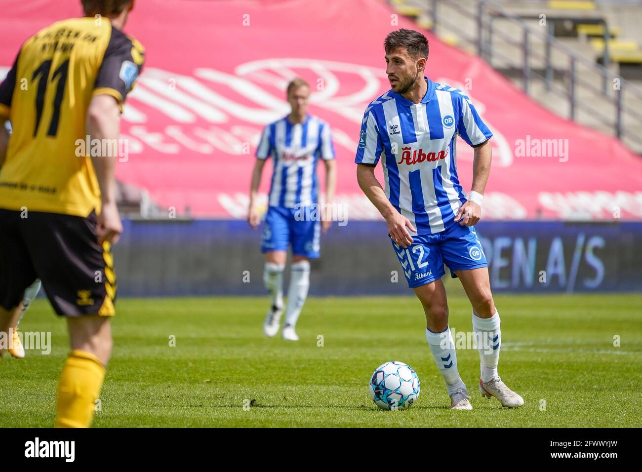 Odense, Danimarca. 24 maggio 2021. BAHKIM Kadrii (12) di OB visto durante il 3F Superliga match tra Odense Boldklub e AC Horsens al Nature Energy Park di Odense. (Photo Credit: Gonzales Photo/Alamy Live News Foto Stock