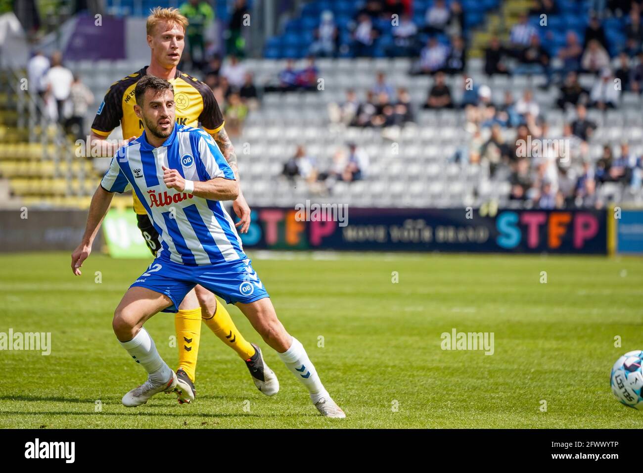 Odense, Danimarca. 24 maggio 2021. BAHKIM Kadrii (12) di OB visto durante il 3F Superliga match tra Odense Boldklub e AC Horsens al Nature Energy Park di Odense. (Photo Credit: Gonzales Photo/Alamy Live News Foto Stock