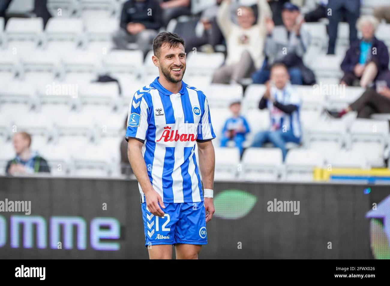 Odense, Danimarca. 24 maggio 2021. BAHKIM Kadrii (12) di OB visto durante il 3F Superliga match tra Odense Boldklub e AC Horsens al Nature Energy Park di Odense. (Photo Credit: Gonzales Photo/Alamy Live News Foto Stock