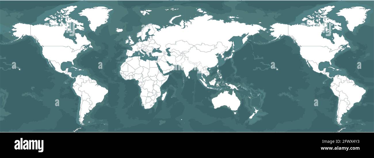 Una mappa del mondo con un panorama globale. Illustrazione Vettoriale