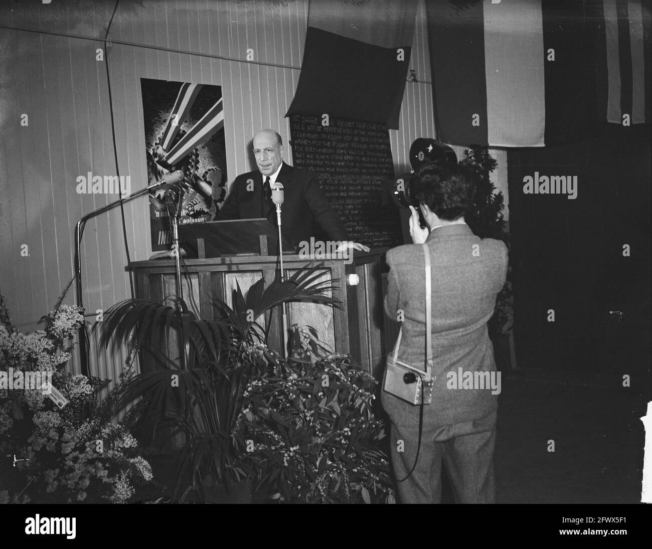 Apertura della fabbrica di fagioli Bofa Ministro Van de Brink, 3 febbraio 1950, aperture, Paesi Bassi, foto agenzia stampa del xx secolo, notizie da ricordare, documentario, fotografia storica 1945-1990, storie visive, Storia umana del XX secolo, che cattura momenti nel tempo Foto Stock