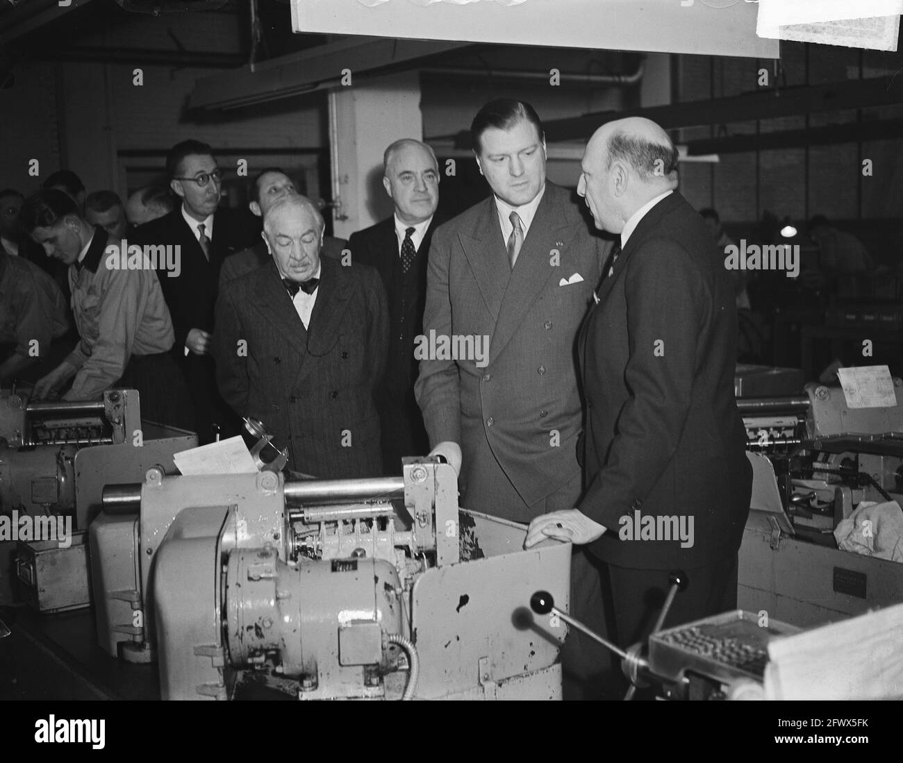 Apertura della fabbrica di fagioli Bofa Ministro Van de Brink, 3 febbraio 1950, aperture, Paesi Bassi, foto agenzia stampa del xx secolo, notizie da ricordare, documentario, fotografia storica 1945-1990, storie visive, Storia umana del XX secolo, che cattura momenti nel tempo Foto Stock