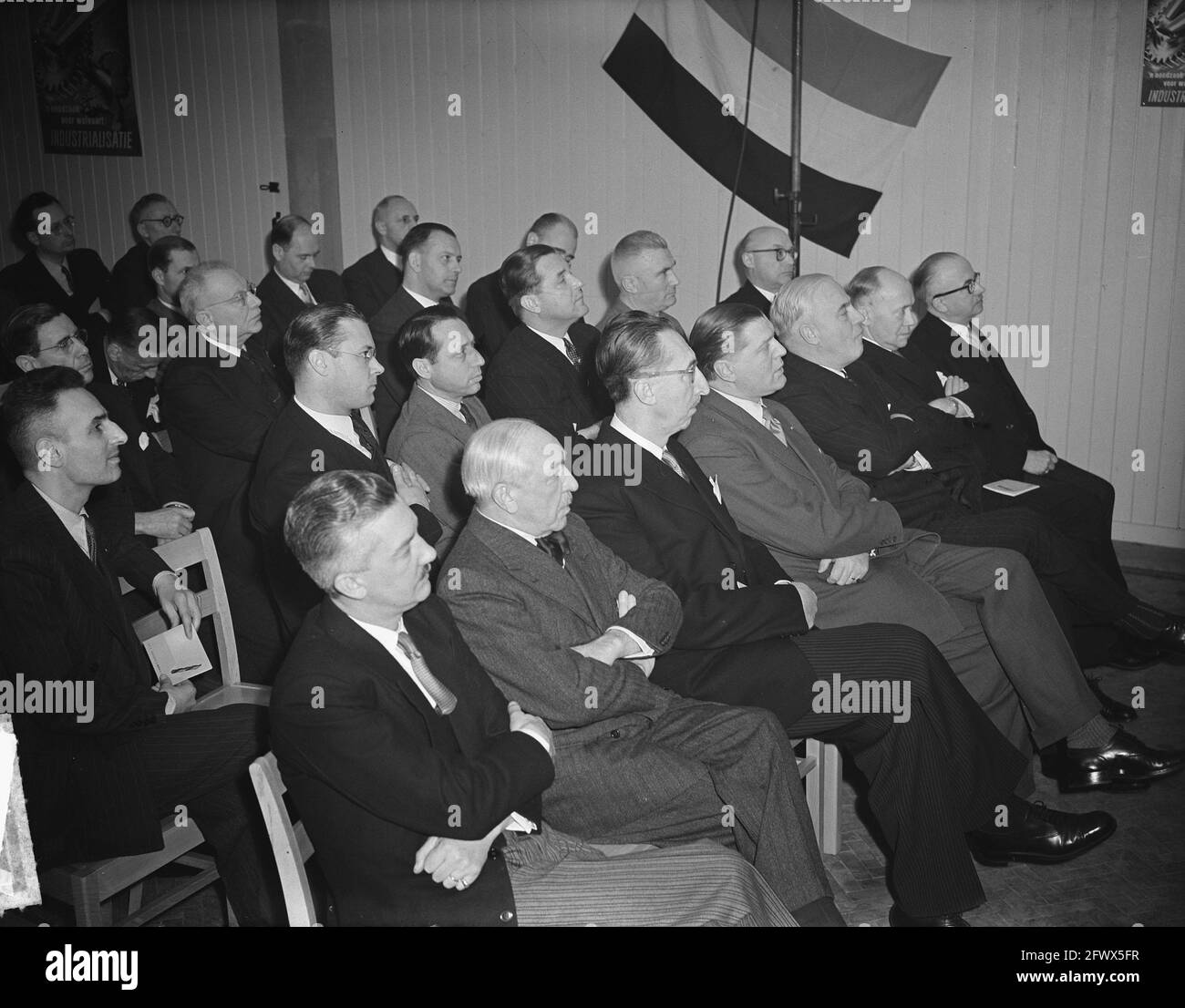 Apertura della fabbrica di fagioli Bofa Ministro Van de Brink, 3 febbraio 1950, aperture, Paesi Bassi, foto agenzia stampa del xx secolo, notizie da ricordare, documentario, fotografia storica 1945-1990, storie visive, Storia umana del XX secolo, che cattura momenti nel tempo Foto Stock