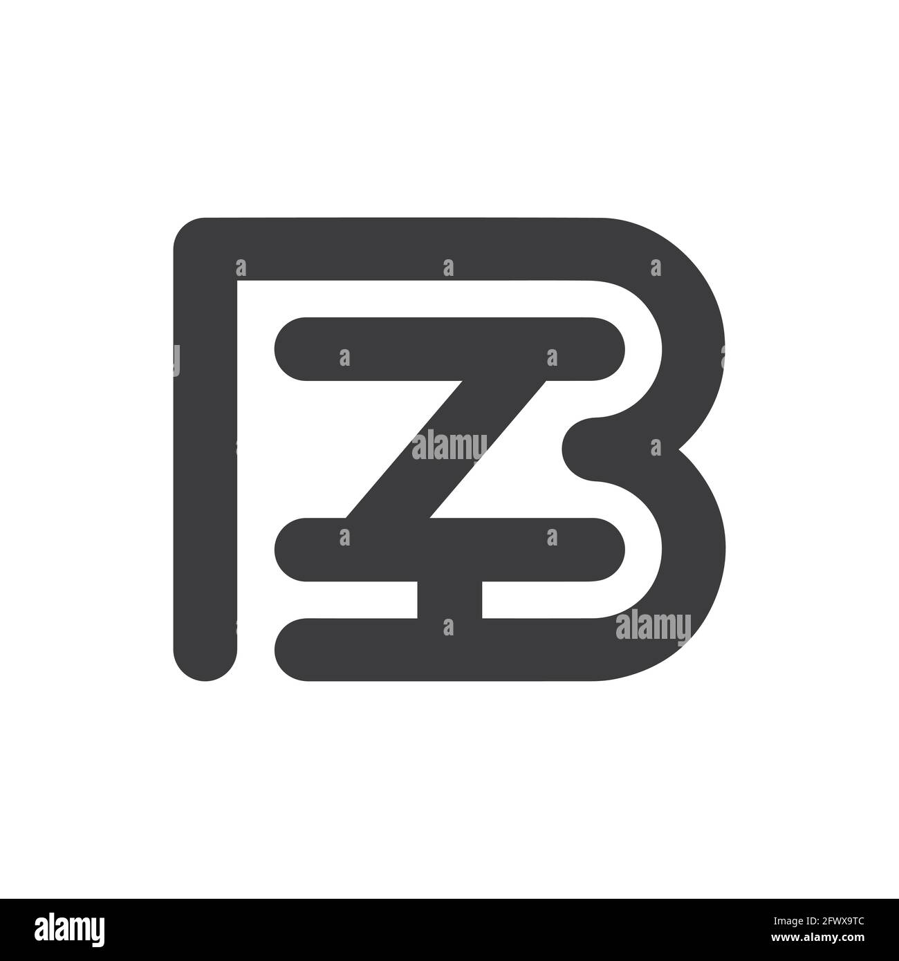 Lettere alfabetiche iniziali Logo monogramma BZ, ZB, Z e B. Illustrazione Vettoriale