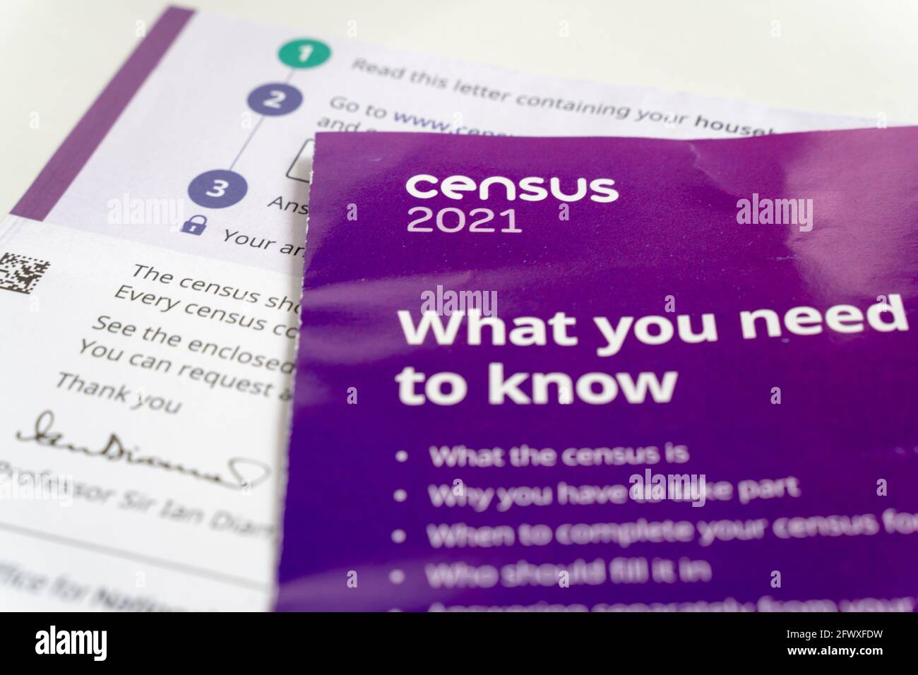 UK Census 2021: Opuscolo informativo su cosa è necessario sapere Foto Stock