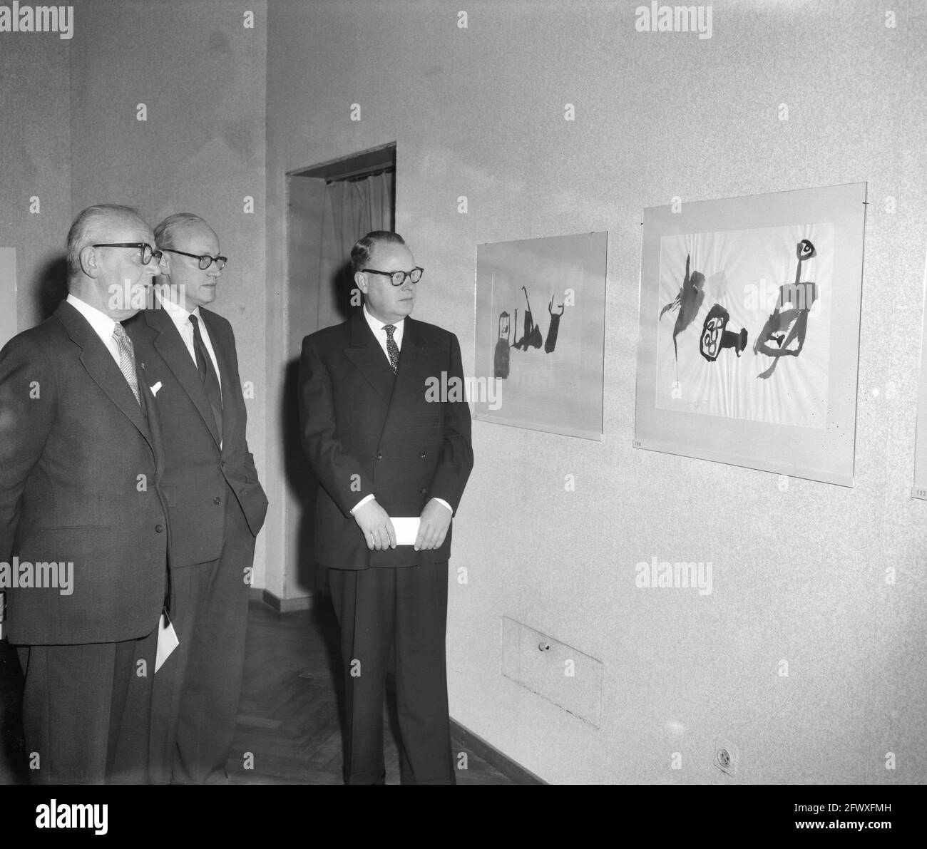 Mostra di apertura di opere del pittore Julius Bissier, 6 novembre 1959, aperture, pittori, Mostre, Paesi Bassi, agenzia di stampa del XX secolo p Foto Stock
