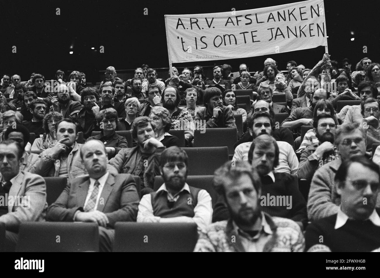 Protestando le guardie carcerarie, 21 gennaio 1983, dimostrazioni, carcerieri, Strutture correttive, banner, Paesi Bassi, agenzia di stampa del 20 ° secolo phot Foto Stock