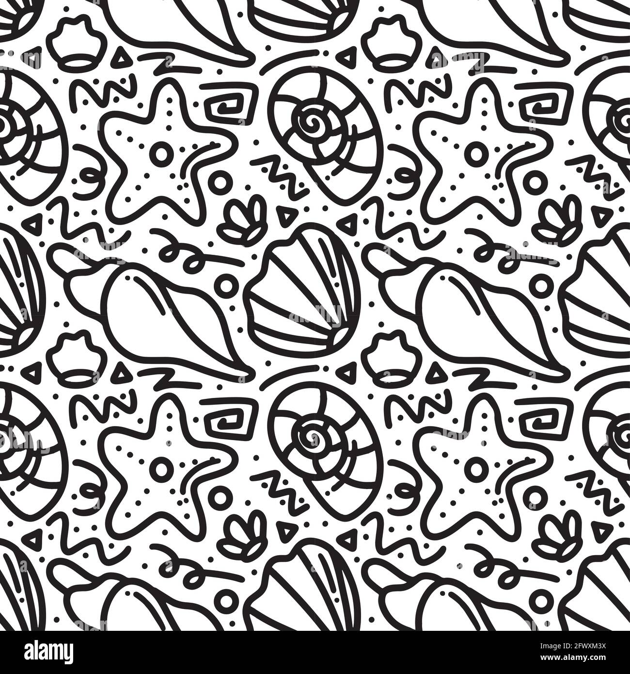 doodle set di disegno a mano di mare ​​animals Illustrazione Vettoriale