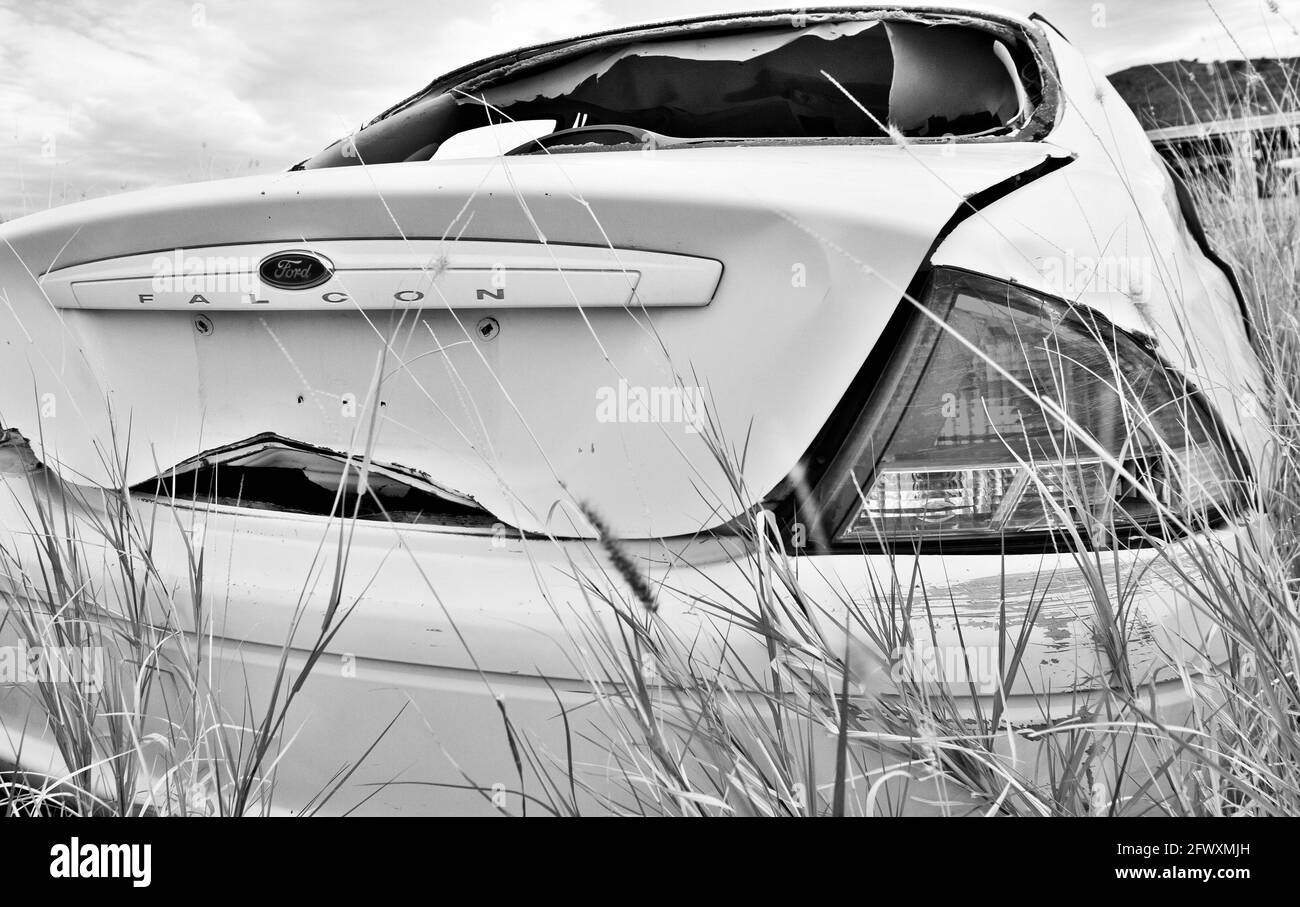 FORD FALCON AU berlina auto in remoto scarico auto. Foto Stock